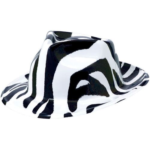 Totally 80s Black and White Zebra Fedora Hat