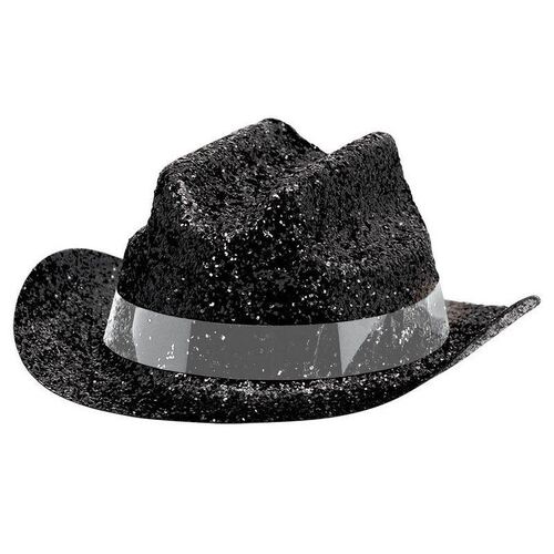Mini Glitter Cowboy Hat - Black - Amscan
