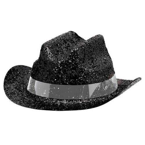 Mini Glitter Cowboy Hat - Black
