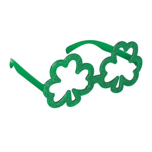 St Patrick's Day Shamrock Shaped Glittered Glasses