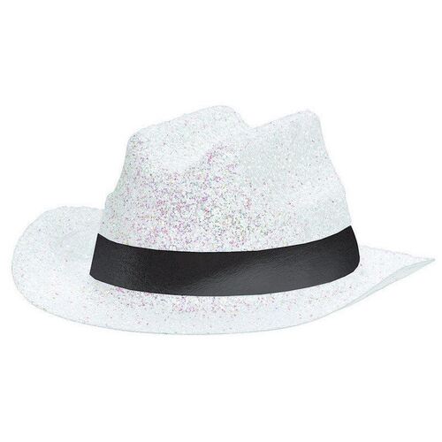 Mini Glitter Cowboy Hat - White