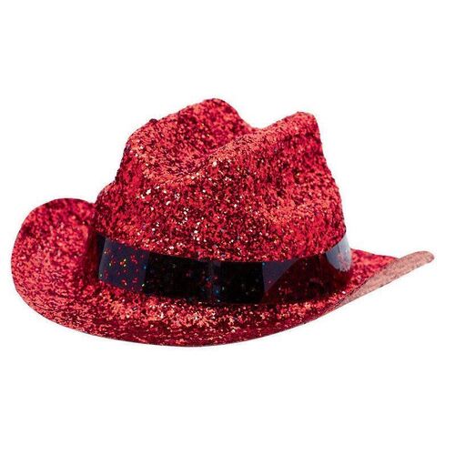 Mini Glitter Cowboy Hat - Red - Amscan