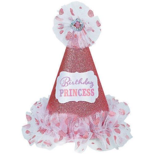 Birthday Princess Cone Hat Glitter Paper & Fabric