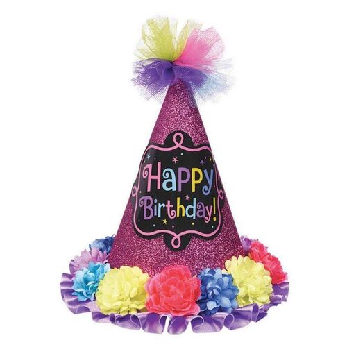 Birthday Chic Cone Hat Glitter Paper & Fabric