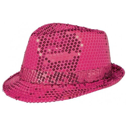 Fedora Sequin Hat - Hot Pink