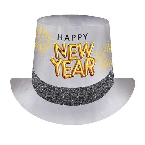 Happy New Year Glittered Top Hat