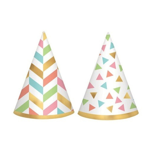 Confetti Fun Mini Cone Hats Cardboard & Foil 12 Pack