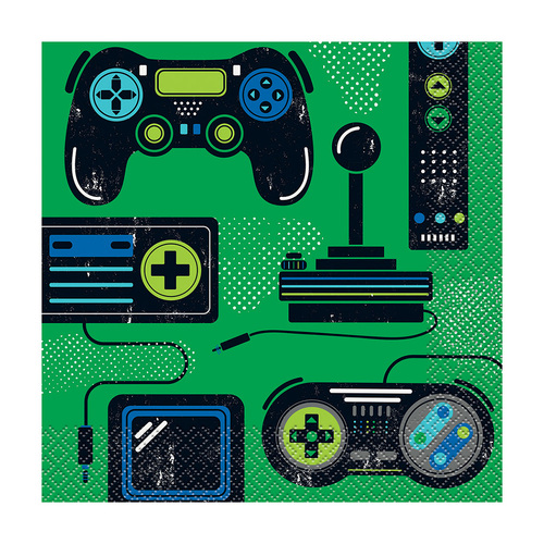 Gamer Birthday Luncheon Napkins 2ply 33cm X 33cm 16 Pack