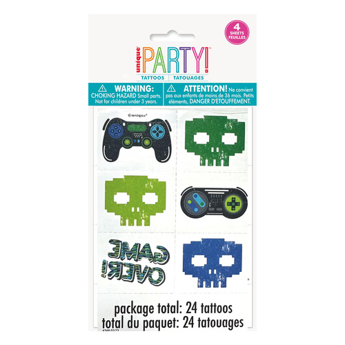 Gamer Birthday Tattoos 24 Pack