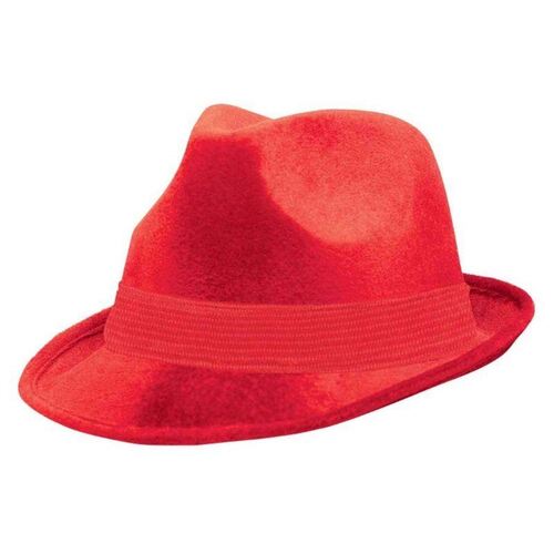 Fedora Velour Hat  - Red