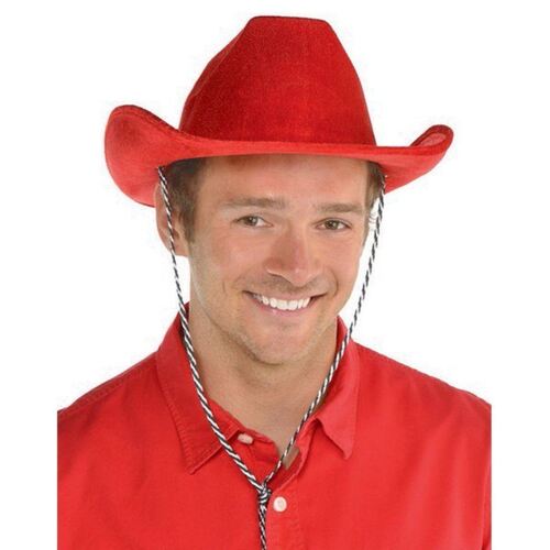 Cowboy Velour Hat - Red