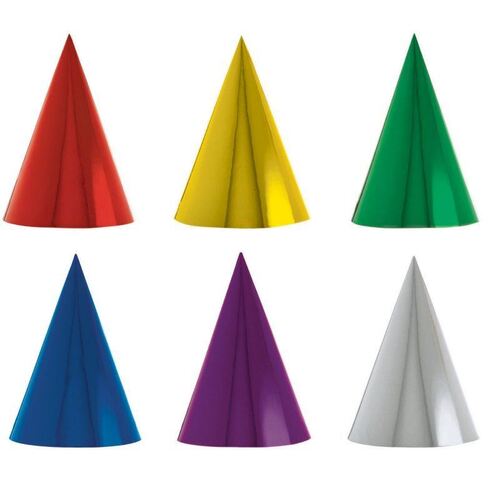 Party Cone Hats Metallic 17cm 12 Packs