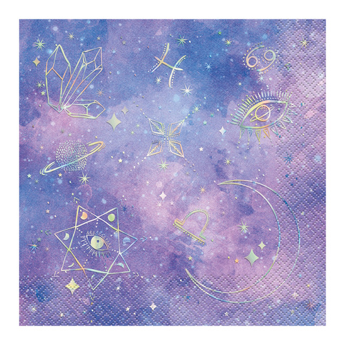 Purple Galaxy Foil Stamped Luncheon Napkins 2ply 16 Pack