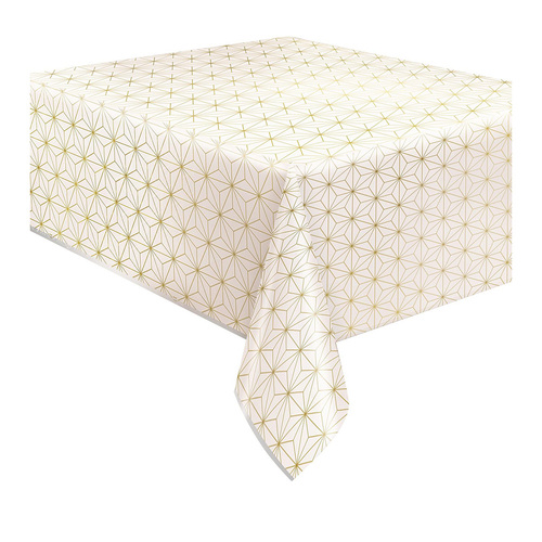 Modern Gold Geometric Printed Foil Tablecover 137cm X 213cm