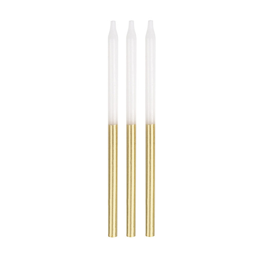 Metallic Gold & White Candles 12 Pack