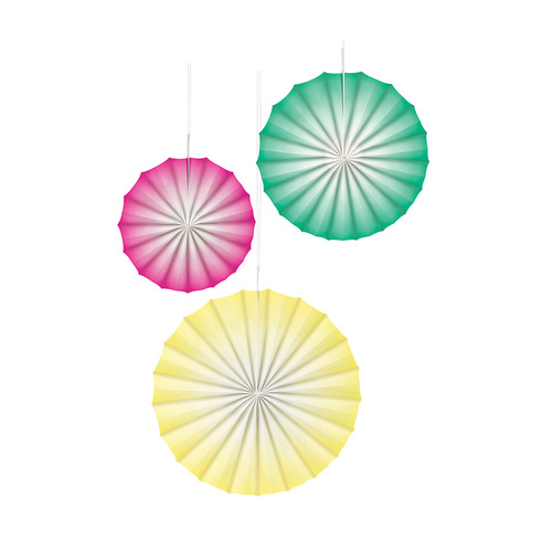 Pastel Paper Fan Decorations Assorted Sizes & Colours 3 Pack