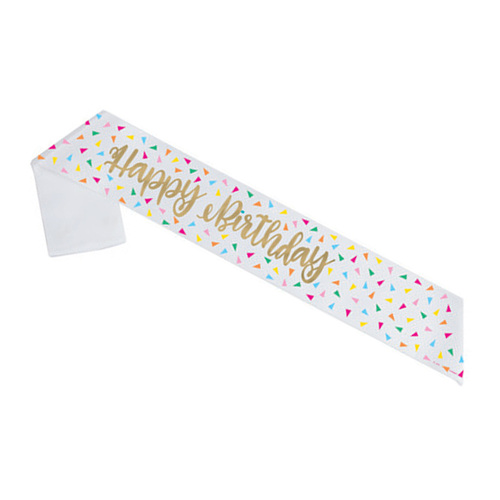 Bright Triangle Birthday Gold Foil "Happy Birthday" Sash