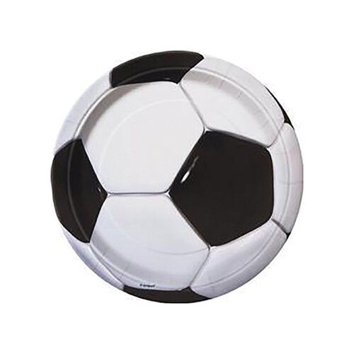 3D Soccer Paper Plates 23cm 8 Pack