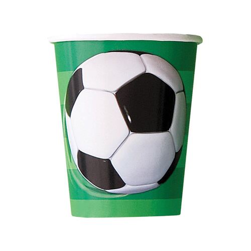 3D Soccer Paper Cups 8 Pack 270ml
