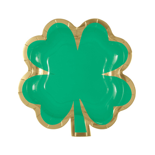 Reen Charming Shamrock Foil Stamped Shamrock Shaped Paper Plates 21cm 8 Pack