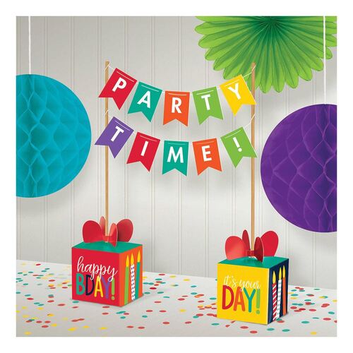 Happy Birthday Table Centrepiece Banner Kit Rainbow Colours