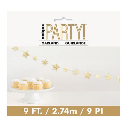 Gold Foil Star Garland 2.74m