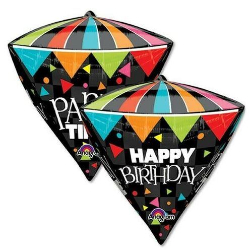Shape Diamondz Happy Birthday Party Time (40cm x 43cm) Foil Balloon