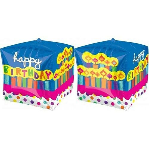 Shape Cubez Happy Birthday Cake Foil Balloon