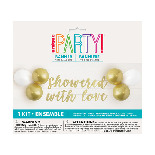 Showered With Love Foil Script Banner 