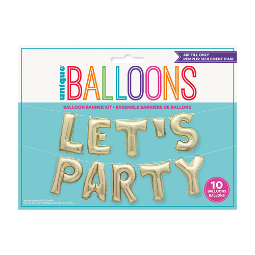 Let's Party" Champagne Gold Foil Letter Balloon Kit