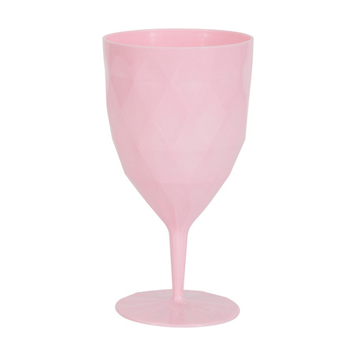 Pink Quilted Reusable Plastic Wine Glass 355ml