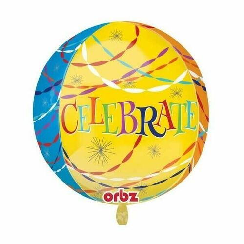 Shape Orbz Celebrate streamers (38cm x 40cm) Foil Balloon