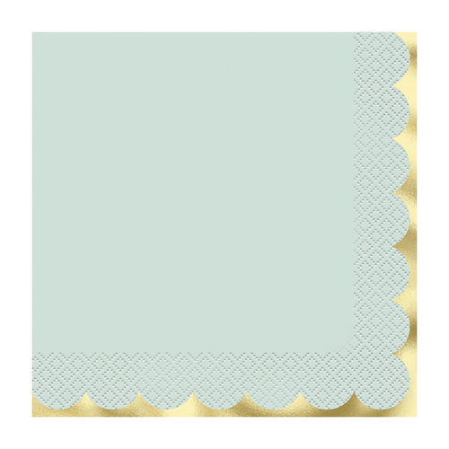 Light Blue & Gold Foil Stamped Luncheon Napkins 2ply 20 Pack