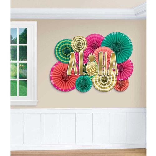 Aloha Deluxe Fans & Cutouts Decorating Kit 22  Pack