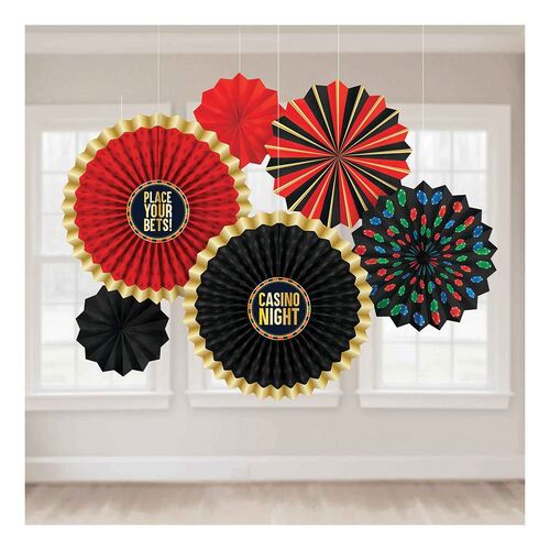 Roll The Dice Casino Paper Fan Decorations 6 Pack