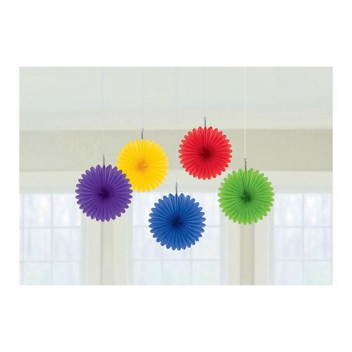 Rainbow Mini Fan Decorations 5 Pack