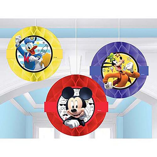  Mickey On the Go Honeycomb Hanging Decorations 3 Pack