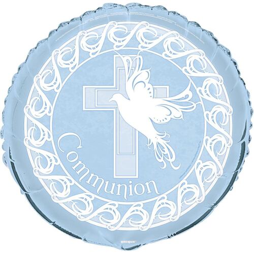 45cm Dove Cross Blue Communion  Foil Balloon Packaged