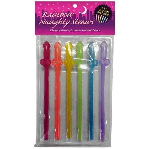 Glow-In-The-Dark Rainbow Naughty Straws