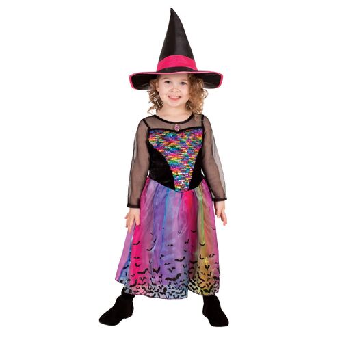 Rainbow Colour Magic Witch Deluxe Costume Child