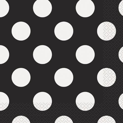 Dots Black Luncheon Napkins 2ply 16 Pack