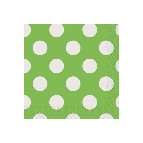Dots Lime Green Beverage Napkins 2ply 16 Pack