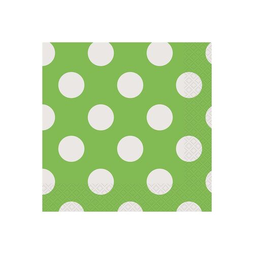 Dot Lime Green Luncheon Napkins 2ply 16 Pack