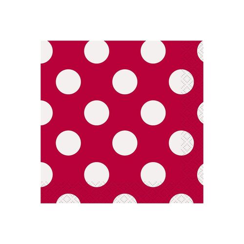 Dots Ruby Red Beverage Napkins 2ply 16 Pack