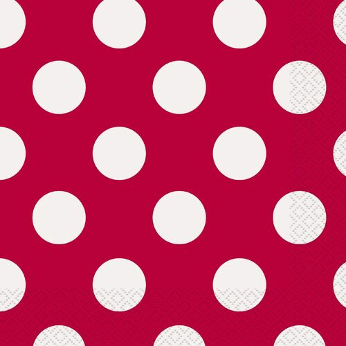 Dots Ruby Red Luncheon Napkins 2ply 16 Pack