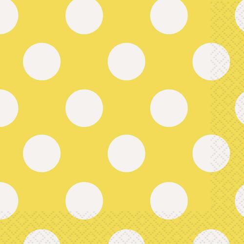 Dots Sun Yellow Beverage Napkins 2ply 16 Pack