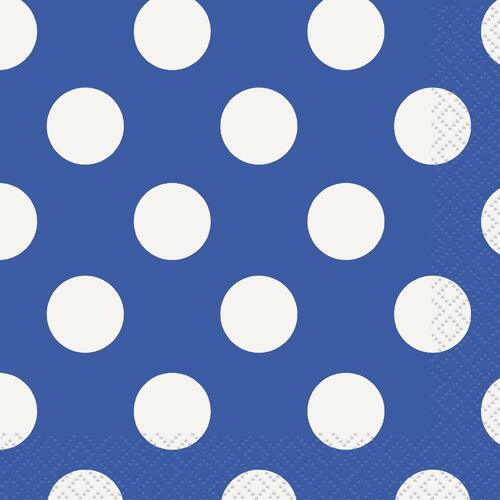 Dots Royal Blue Beverage Napkins 2ply 16 Pack