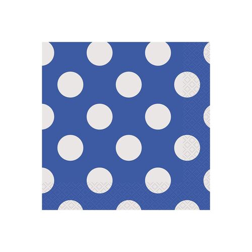 Dots Royal Blue Luncheon Napkins 2ply 16 Pack