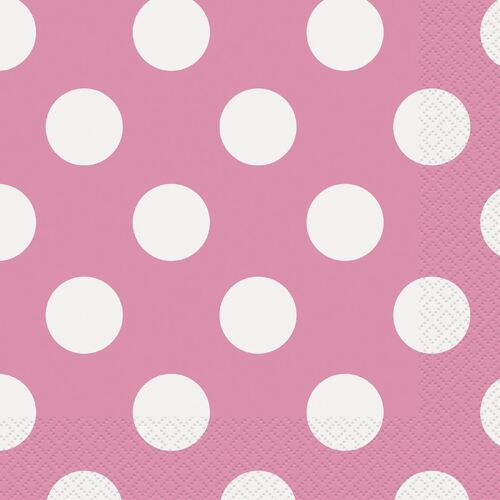 Dots Hot Pink Luncheon Napkins 2ply 16 Pack