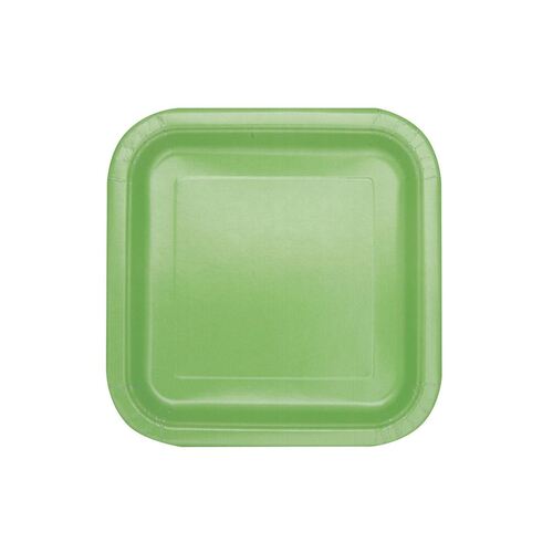 Apple Green Square Paper Plates 17cm 16 Pack